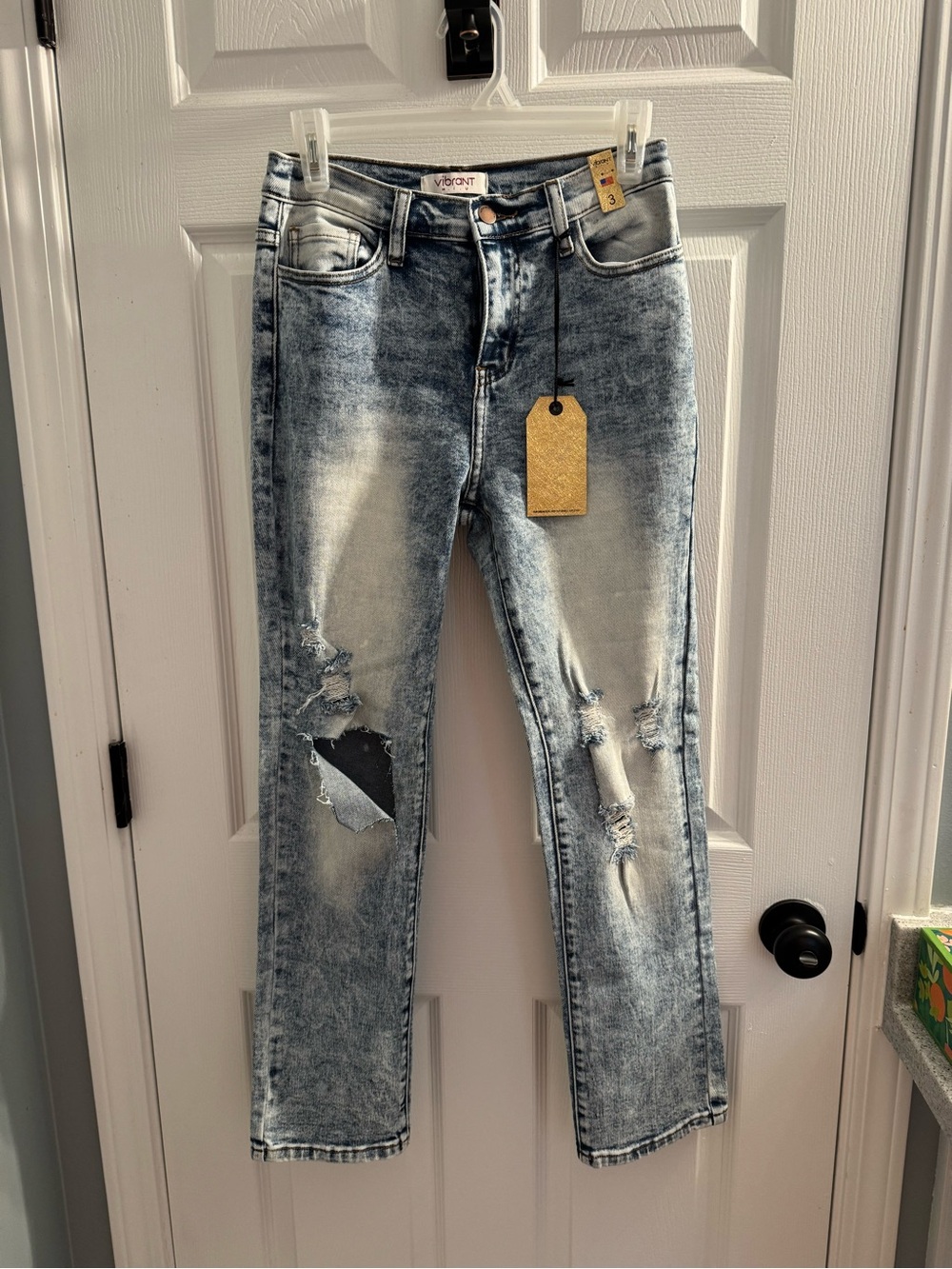 Vibrant Distressed Acid Wash Jeans - Light Blue, size: 3, NWT